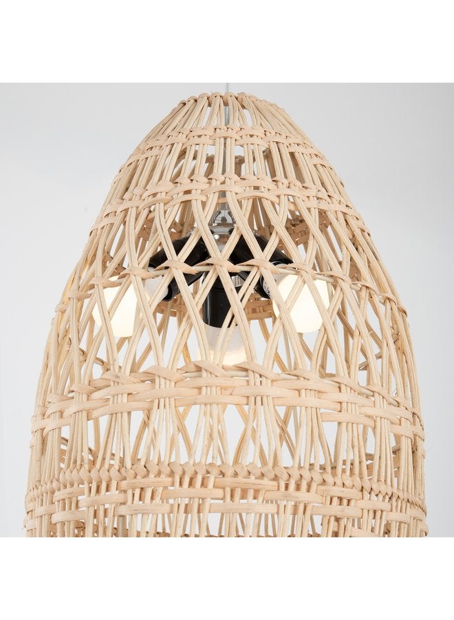 تبس هوم لمب نجفة TBS باللون بيج مصنوعة من بامبو لإضاءة المنزل والديكور - Image 3